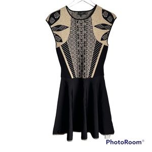 Ted Baker London ‘Jenkins’ knitted Metallic Jacquard Skater Dress.Size 2